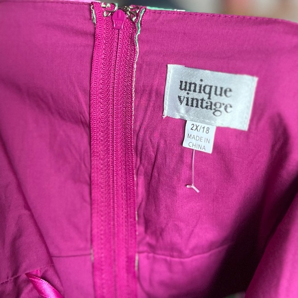 ๐ธ Unique Vintage Womenโs Size 2XL Green & Lilac Floral Printed Dress ๐ธ NWOT - Picture 6 of 9